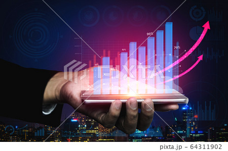 Double Exposure Image of Business Profit Growth Double Exposure Image of Business Profit Growth 64311902