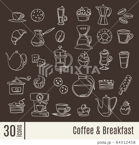 Flat icons Coffee and breakfast infographic icons set. 64312458