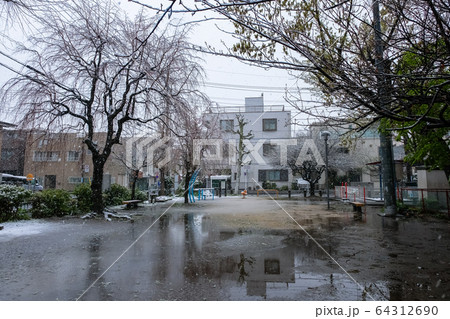 雪の日の公園 埼玉県蕨市 三和稲荷公園 64312690
