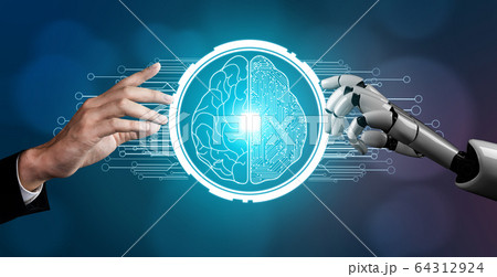 Futuristic robot artificial intelligence concept. Futuristic robot artificial intelligence concept. 64312924