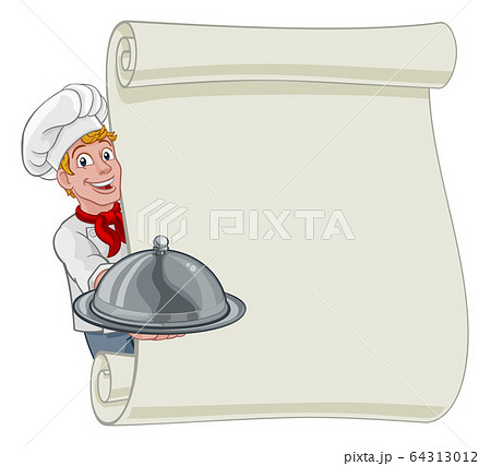 Chef Cook Baker Cartoon Man Menu Sign Background 64313012