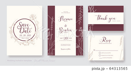 Flower wedding invitation card. 結婚式の招待状 64313565