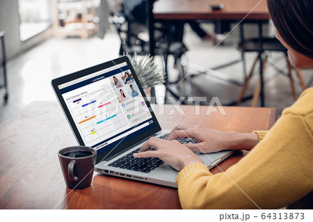 asian woman work from home with video conference asian woman work from home with video conference 64313873
