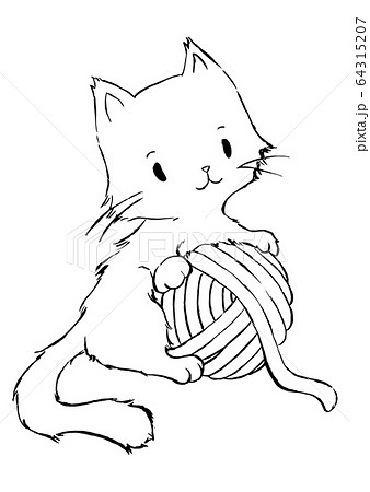 Funny and cute 4 cats with a ball of wool, cute cat holding yarn