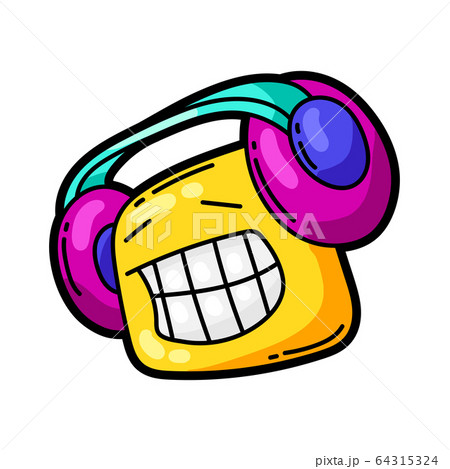 Illustration of cartoon funny character listening to music. Illustration of cartoon funny character listening to music. 64315324