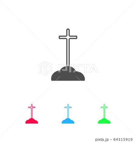 Cross on the grave icon flat. Cross on the grave icon flat. 64315919