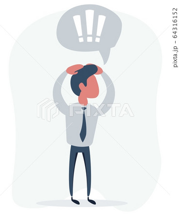 Handsome young business man in modern holding head with his hands, isolated over background. Concept 64316152