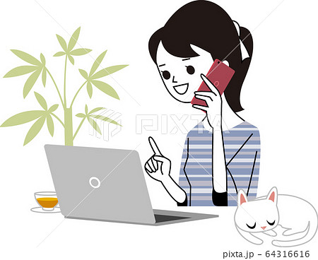 テレワークで打ち合わせ 64316616