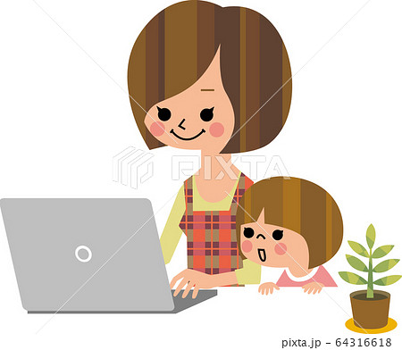 テレワーク　子育て 64316618