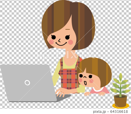 テレワーク 子育てのイラスト素材