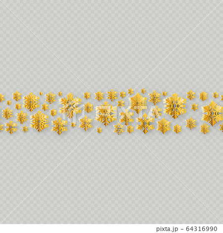 Christmas and New Year seamless border with gold foil snowflakes. EPS 10 Christmas and New Year seamless border with gold foil snowflakes. EPS 10 64316990