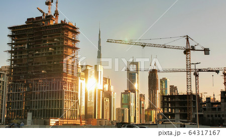 Time Laps building in downtown Dubai. United Arab Emirates. Time Laps building in downtown Dubai. United Arab Emirates. 64317167