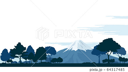 木々と富士山の風景 木々と富士山の風景 64317485