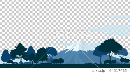 木々と富士山の風景 木々と富士山の風景 64317485