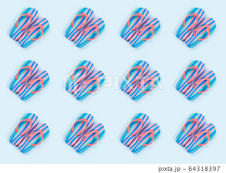 Summer flip flop pattern on blue background Summer flip flop pattern on blue background 64318397