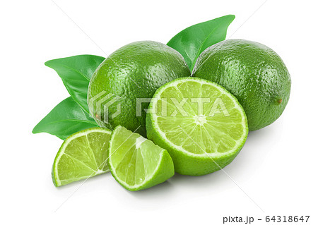 lime with half isolated on white background 64318647