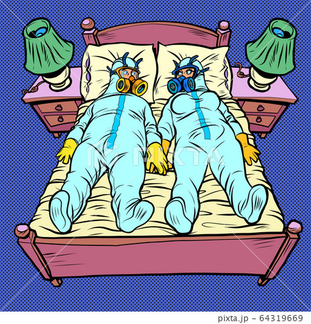 husband and wife in the bedroom, virus protection suits 64319669