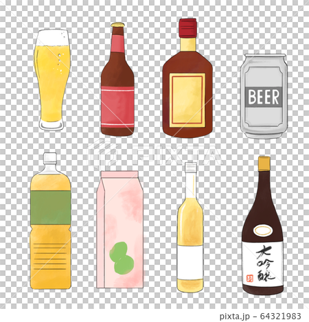 お酒いろいろ カラー のイラスト素材