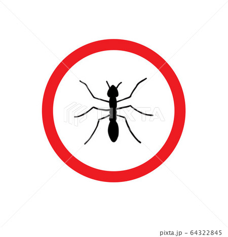 Vector black ant silhouette in red circle 64322845