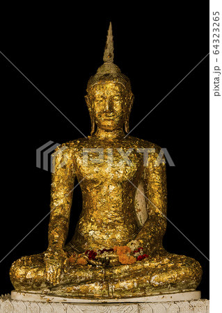 Golden old buddha On a black background 64323265