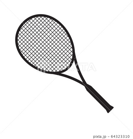 Vector Flat Black Tennis Racket Silhouetteのイラスト素材