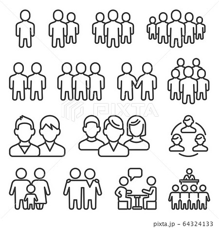 Human Group Icons Set on White Background. Line Style Vector 64324133