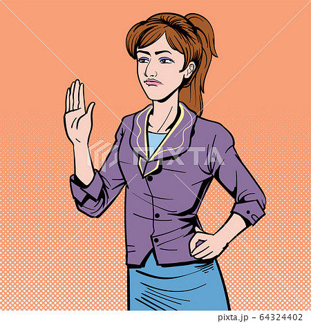 Business woman refuse to agree. Not OK. People disagree. Illustration vector. On pop art comics style. 64324402