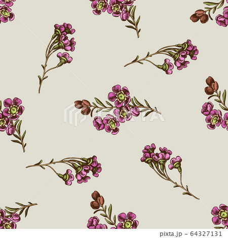 Seamless pattern with hand drawn colored wax flower 64327131
