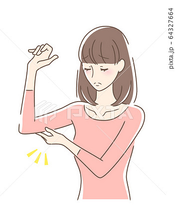 二の腕を触る女性のイラスト素材