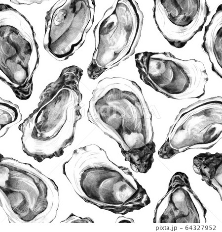 Seamless background with oysters 64327952