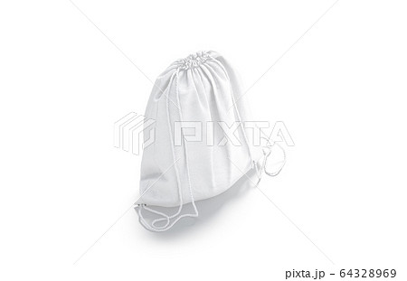 Blank white drawstring backpack mockup, side view 64328969