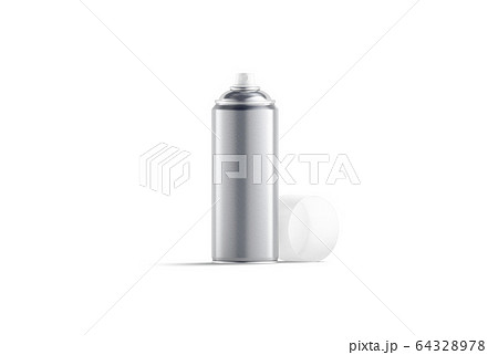 Blank silver opened spray can mock up, front view 64328978