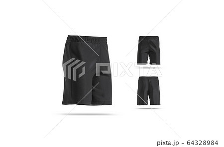 Blank black soccer shorts mockup, different views 64328984