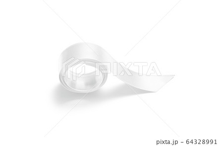 Blank white rolled silk ribbon mock up, front view Blank white rolled silk ribbon mock up, front view 64328991