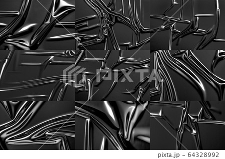 Blank black crumpled plastic foil wrap overlay mock up 64328992