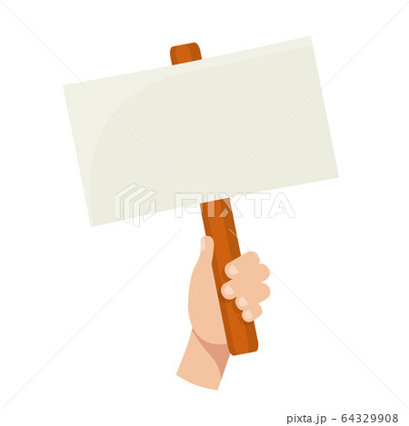 Hand holding blank banner flat vector illustration 64329908