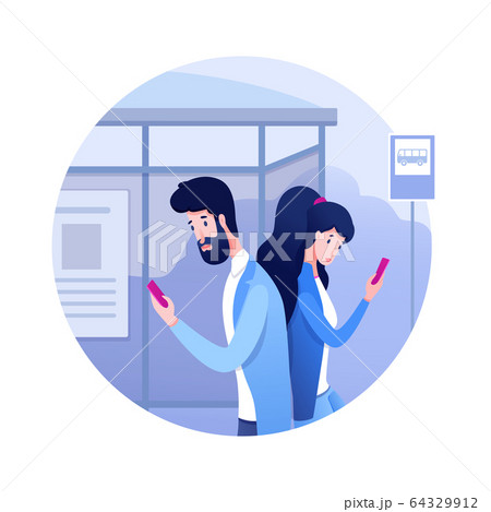 Gadget addiction flat vector illustration Gadget addiction flat vector illustration 64329912