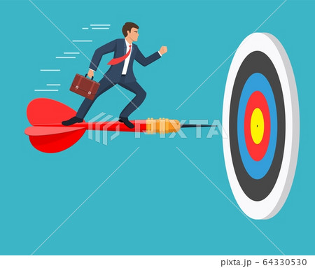 Businessman aim arrow to target. Businessman aim arrow to target. 64330530