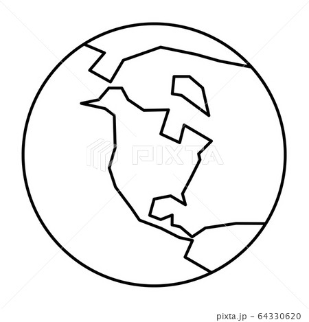 Simplified outline Earth globe with map of World focused on North America. Vector illustration 64330620