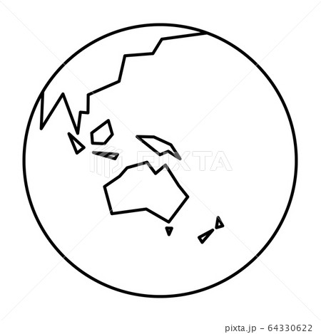 Simplified outline Earth globe with map of World focused on Australia and Oceania. Vector illustration Simplified outline Earth globe with map of World focused on Australia and Oceania. Vector illustration 64330622