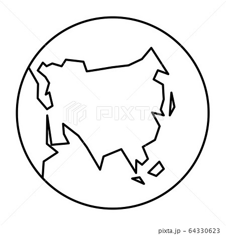 Simplified outline Earth globe with map of World focused on Asia. Vector illustration Simplified outline Earth globe with map of World focused on Asia. Vector illustration 64330623