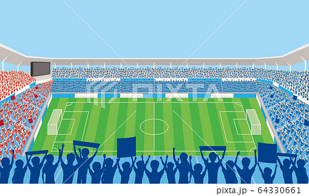 満員のサッカースタジアムのイラスト素材 64330661 Pixta