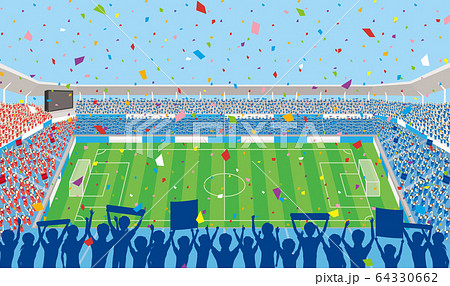 満員のサッカースタジアム・紙吹雪 64330662