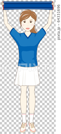 タオルマフラーを掲げる女性 タオルマフラーを掲げる女性 64331696