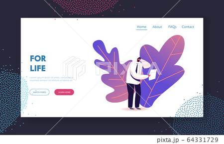 Confused Male Character Reading Express Test Result Landing Page Template. Patient Got Positive Disease or Paternity Dna Medical Upshot, Lab Analysis in Clinic or Hospital. Cartoon Vector Illustration 64331729