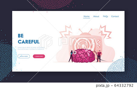 Mass Media Propaganda and Manipulation Landing Page Template. People Characters with Hose and Brush Mass Media Propaganda and Manipulation Landing Page Template. People Characters with Hose and Brush 64332792