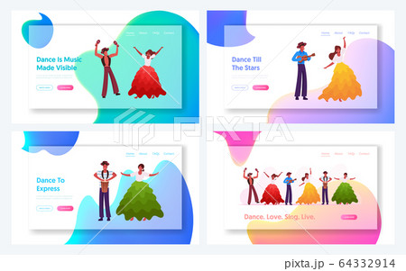 Brazilian Artists Performance Website Landing Page Set. Virtuoso Music Players and Traditional dancers Performing 64332914