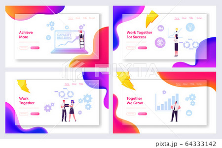 Capacity Building Website Landing Page Set. Education, Finance Goal Achievement Searching Solution, Improvement 64333142