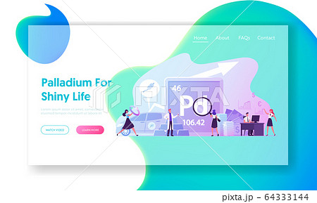 People Use and Study Palladium Landing Page Template. Periodic Table Chemical Element with Symbol Pd 64333144