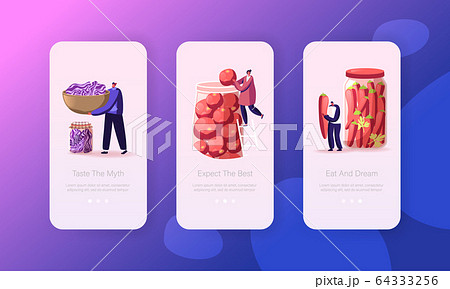 People Cooking Fermented Homemade Food Mobile App Page Onboard Screen Template. Tiny Characters Put Ripe 64333256